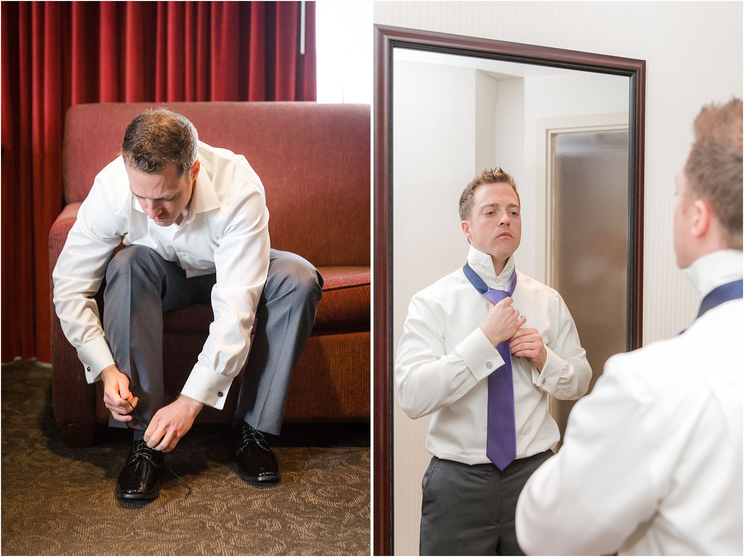 Groom getting ready at Eatontown Sheraton