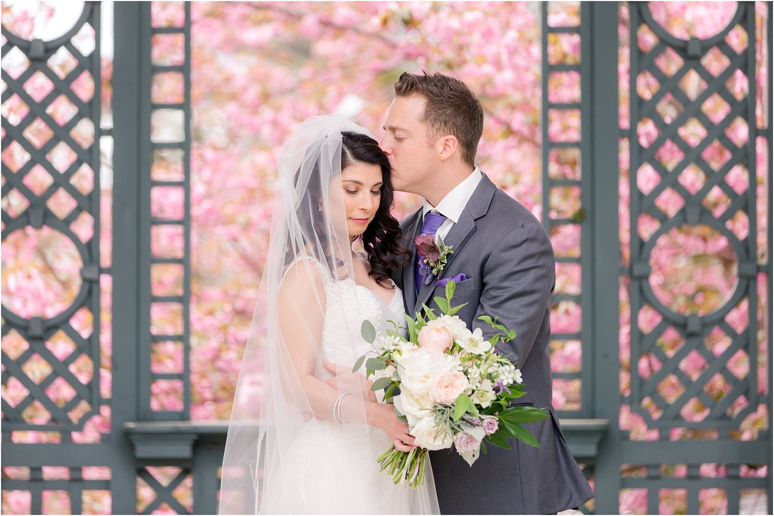 Romantic bride and groom photo