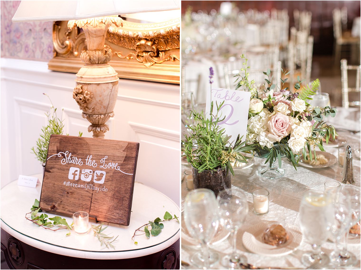 Rustic elegant reception details