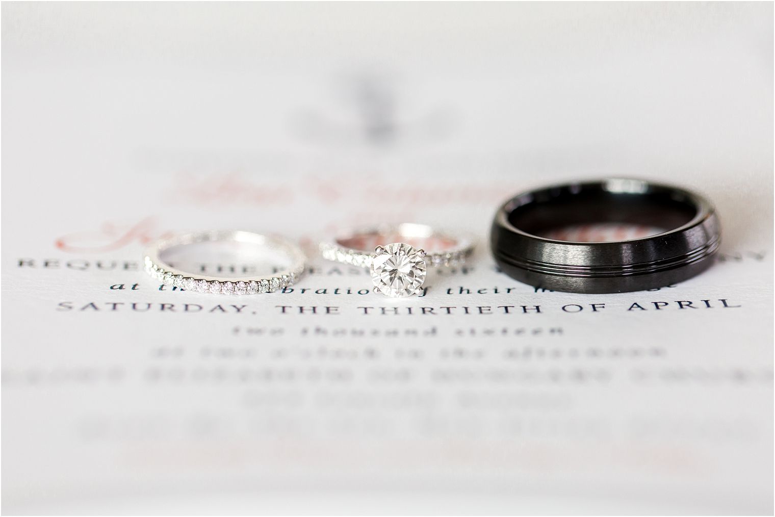 Wedding rings on invitation