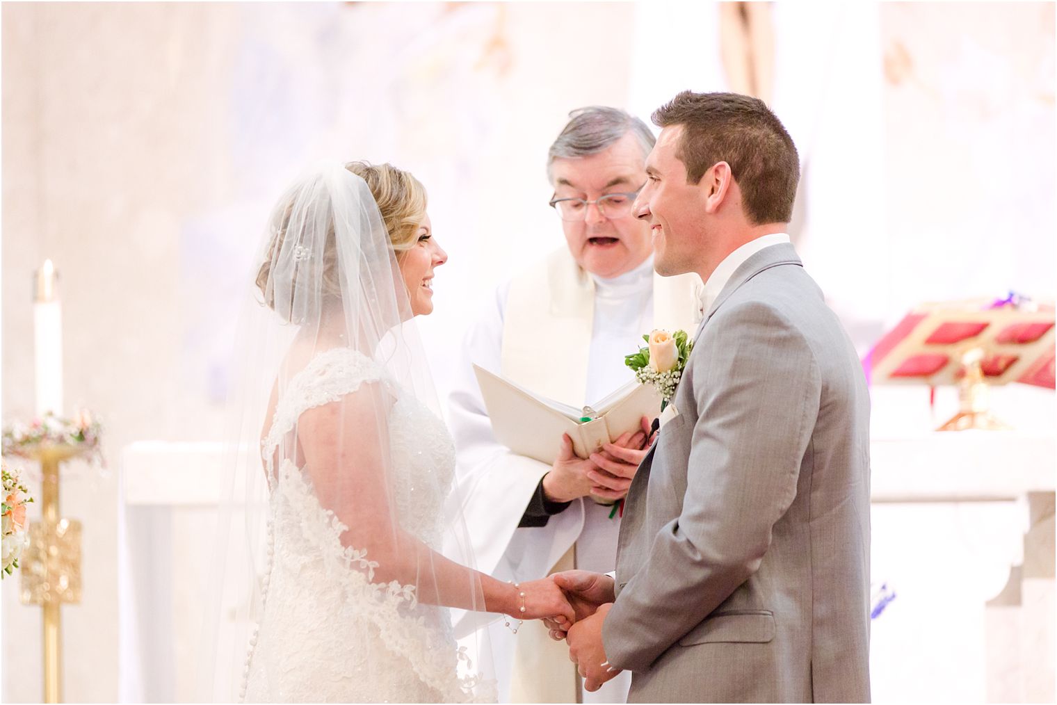 St. Elizabeth of Hungary Church bride and groom at altar