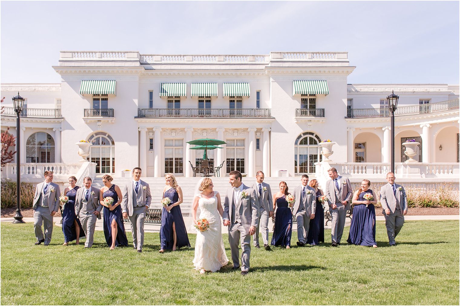 Bridal party at Monmouth University library gardens