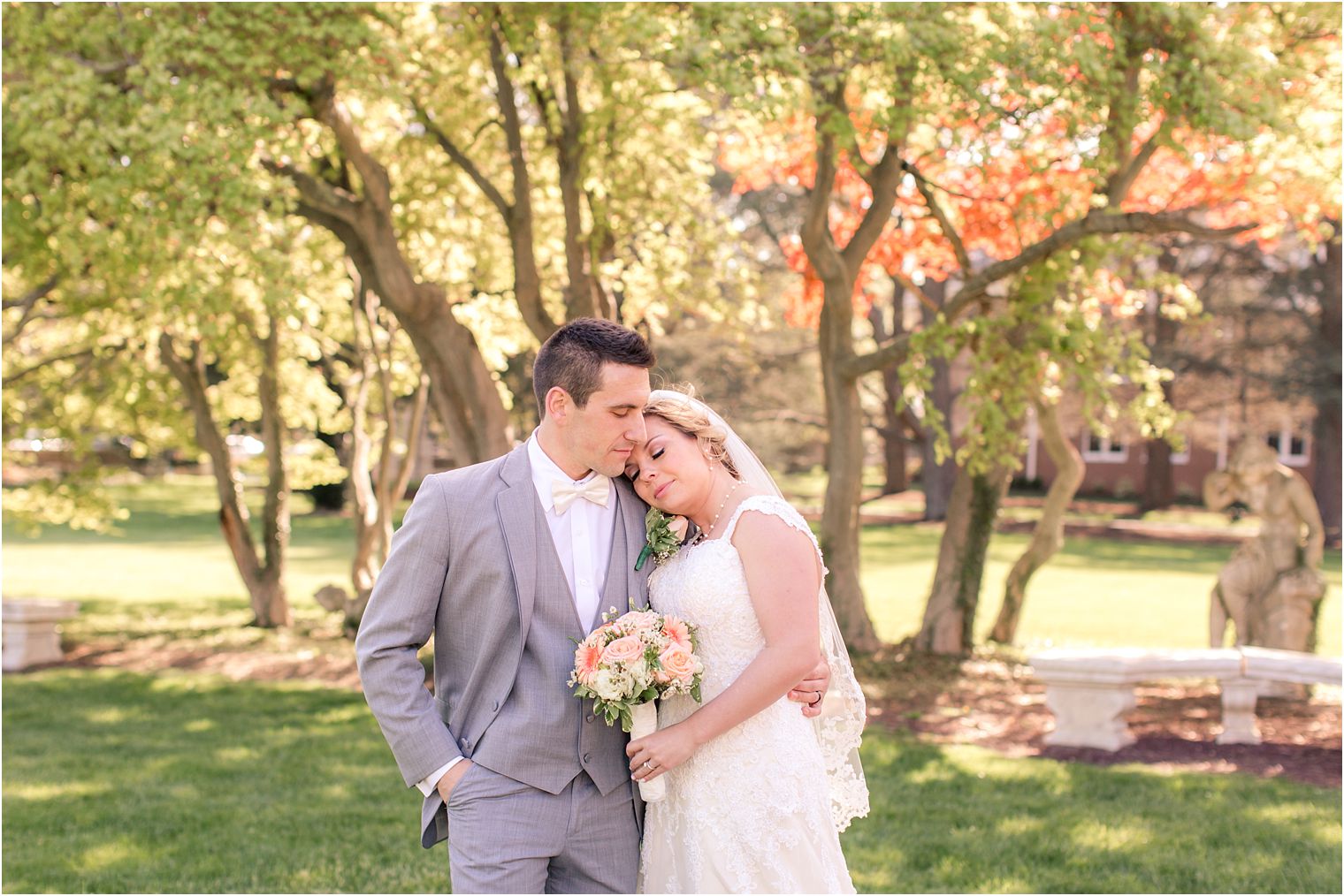 Bride and groom romantic portrait