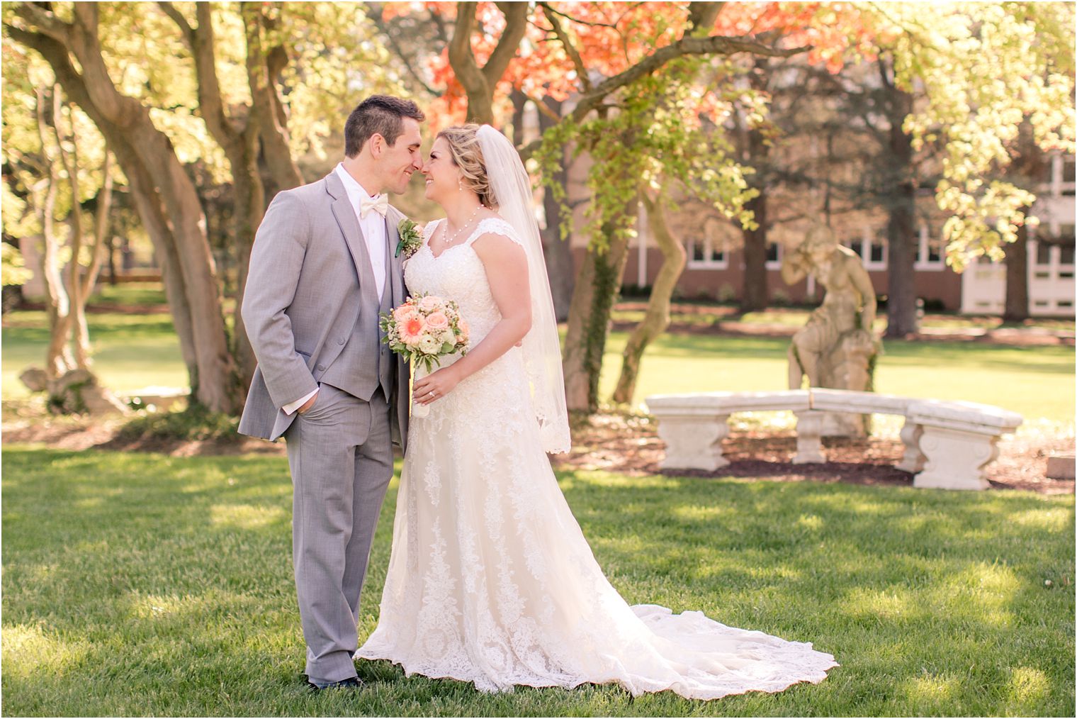 Bride and groom portrait at Monmouth University