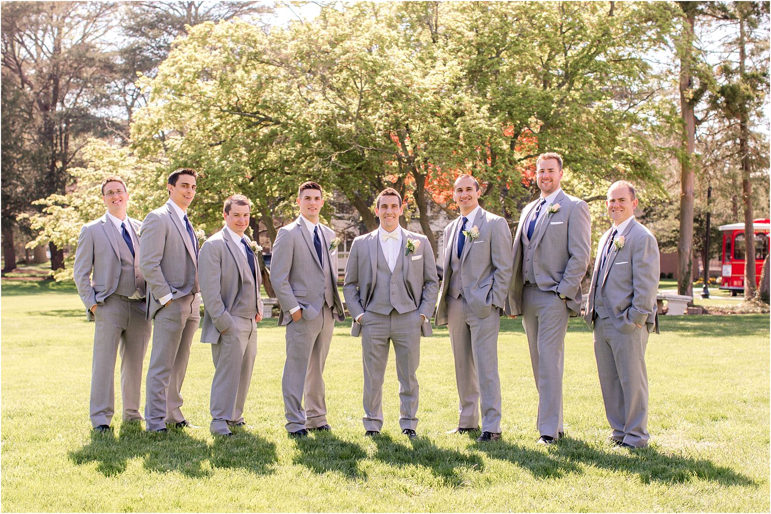Gray and blue groomsmen suits