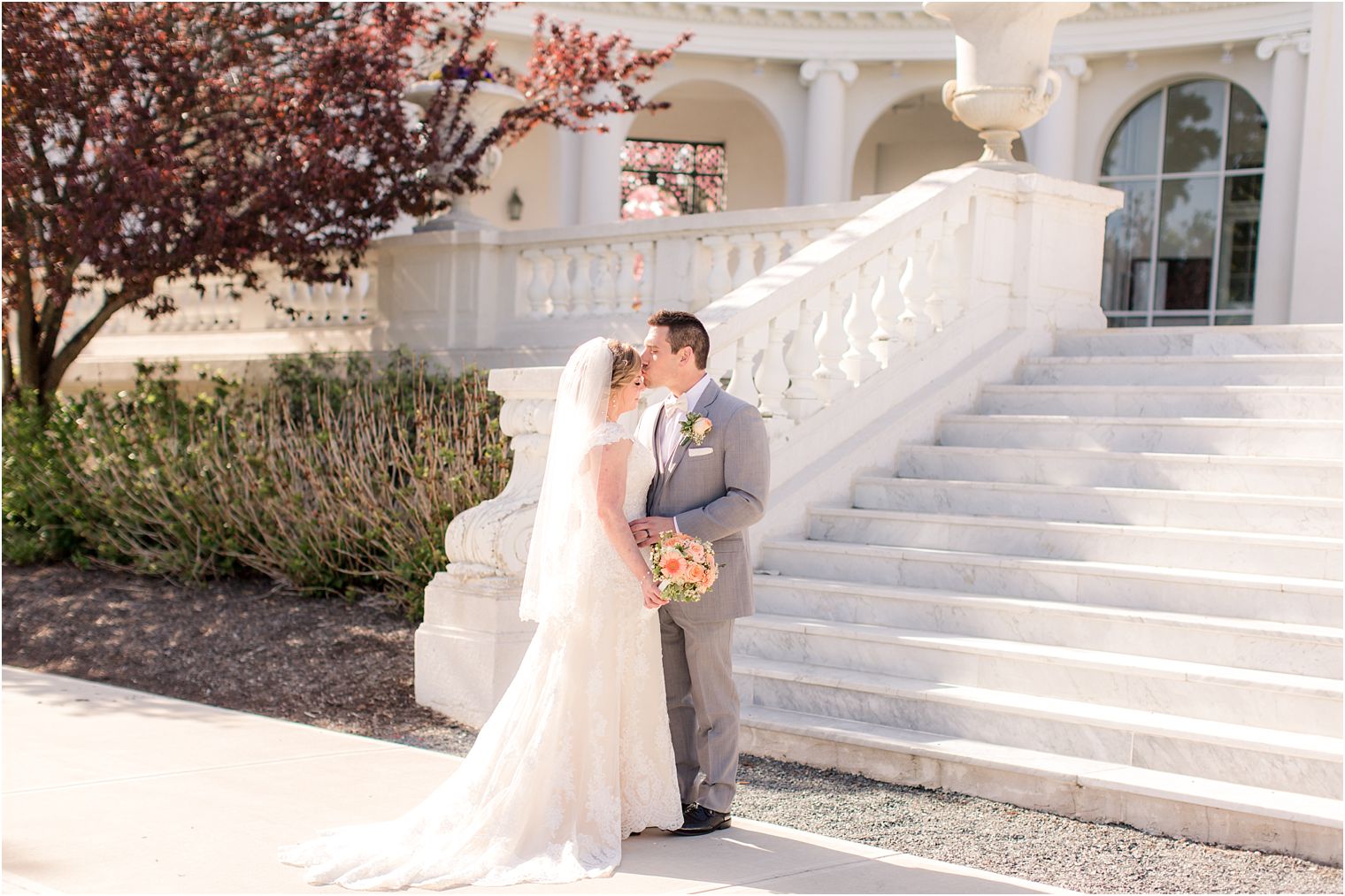 Romantic bride and groom portrait