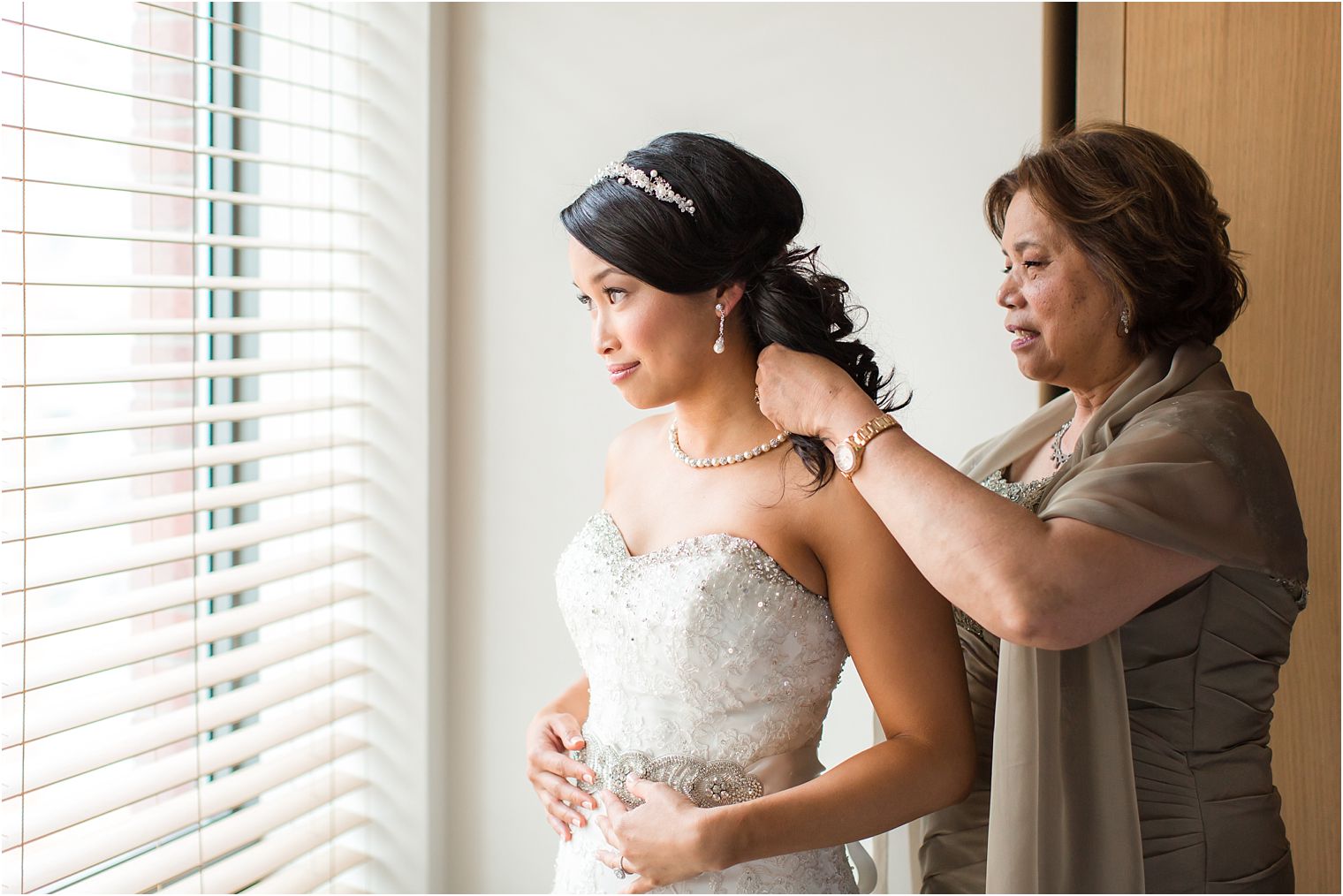 Bride and her mother on wedding day