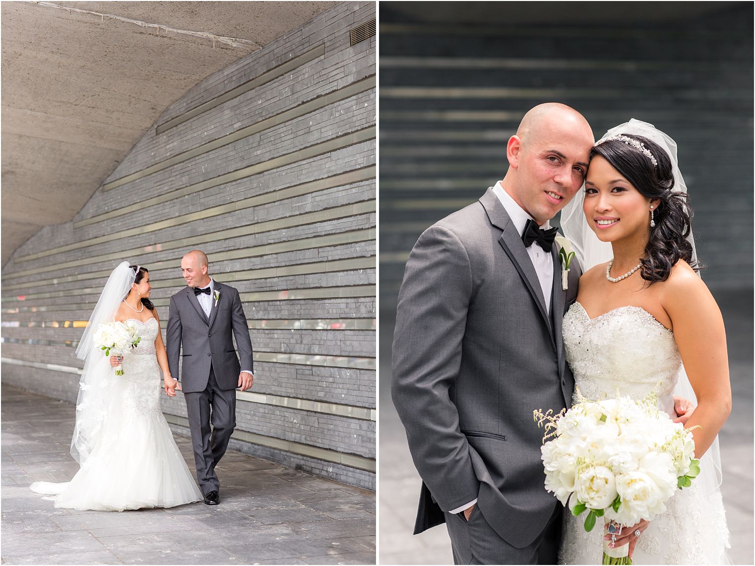 Bride and groom at Irish Hunger Memorial