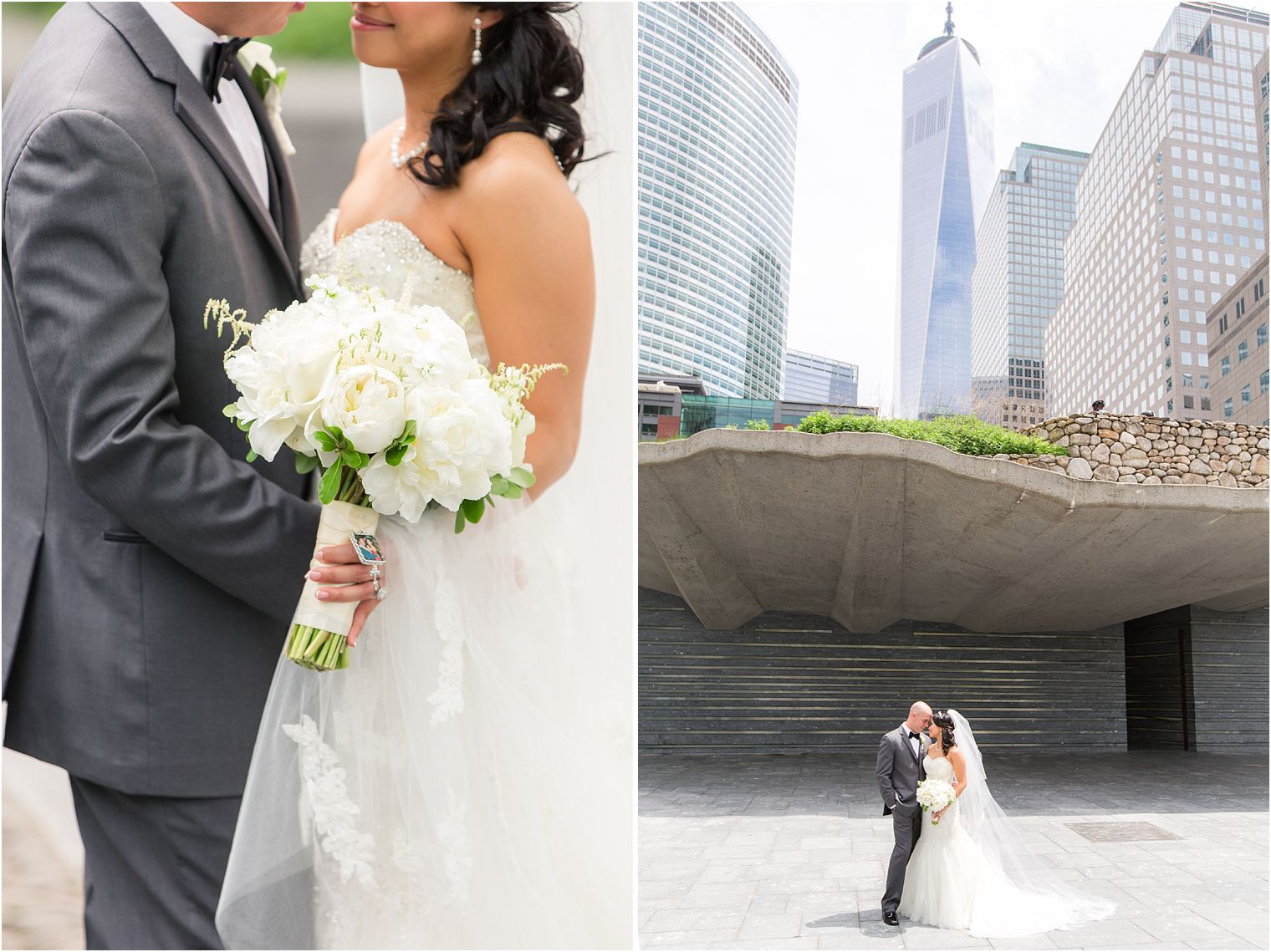 Bride and groom at Irish Hunger Memorial