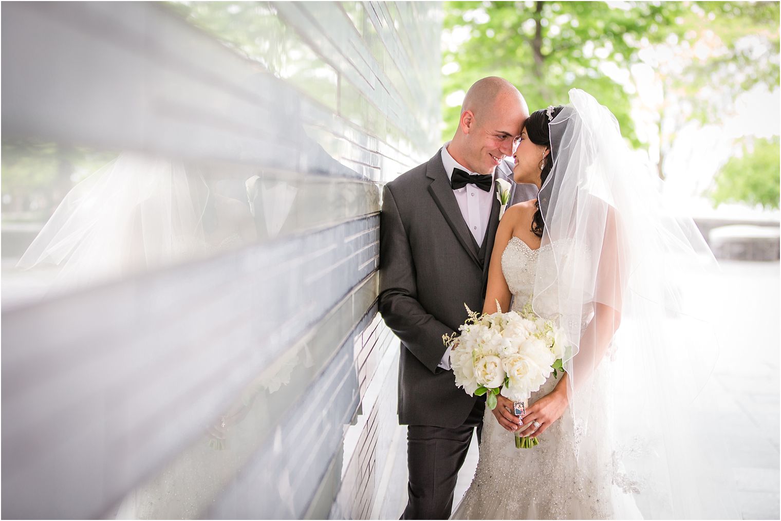 Bride and groom at Irish Hunger Memorial