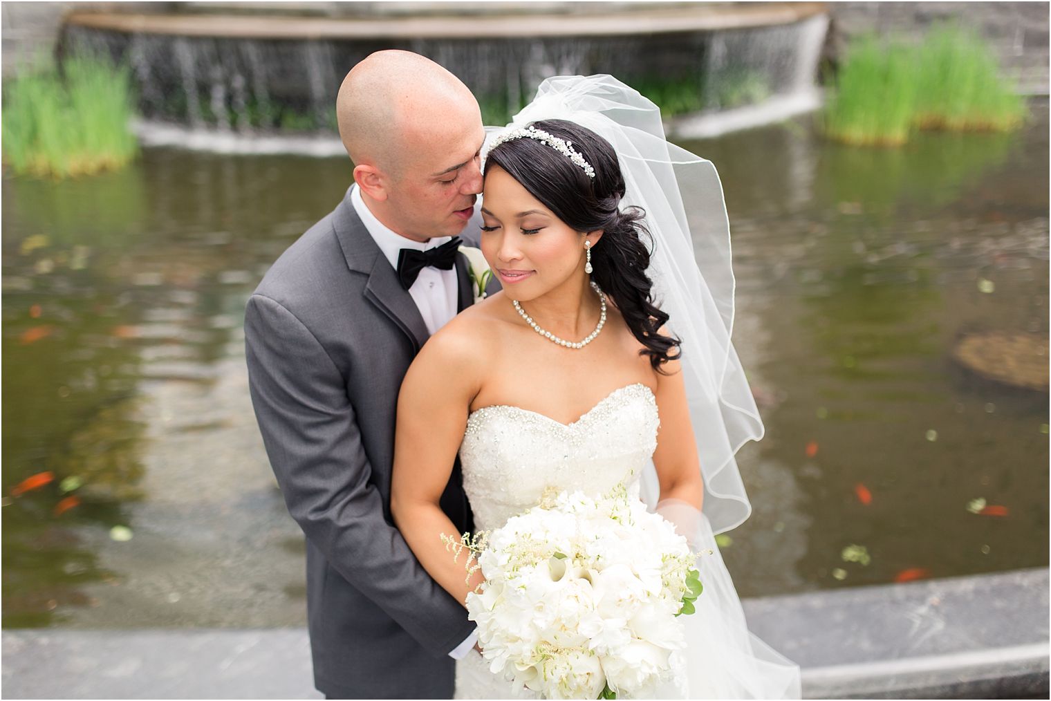 Bride and groom on Riverview Terrace