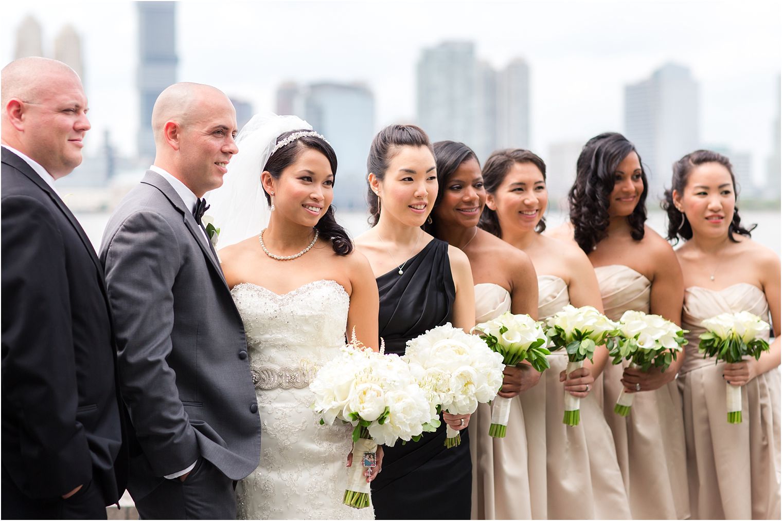 Champagne and Black Bridal party