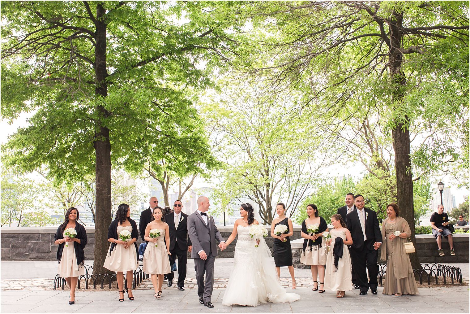 Riverview Terrace bridal party walking photo