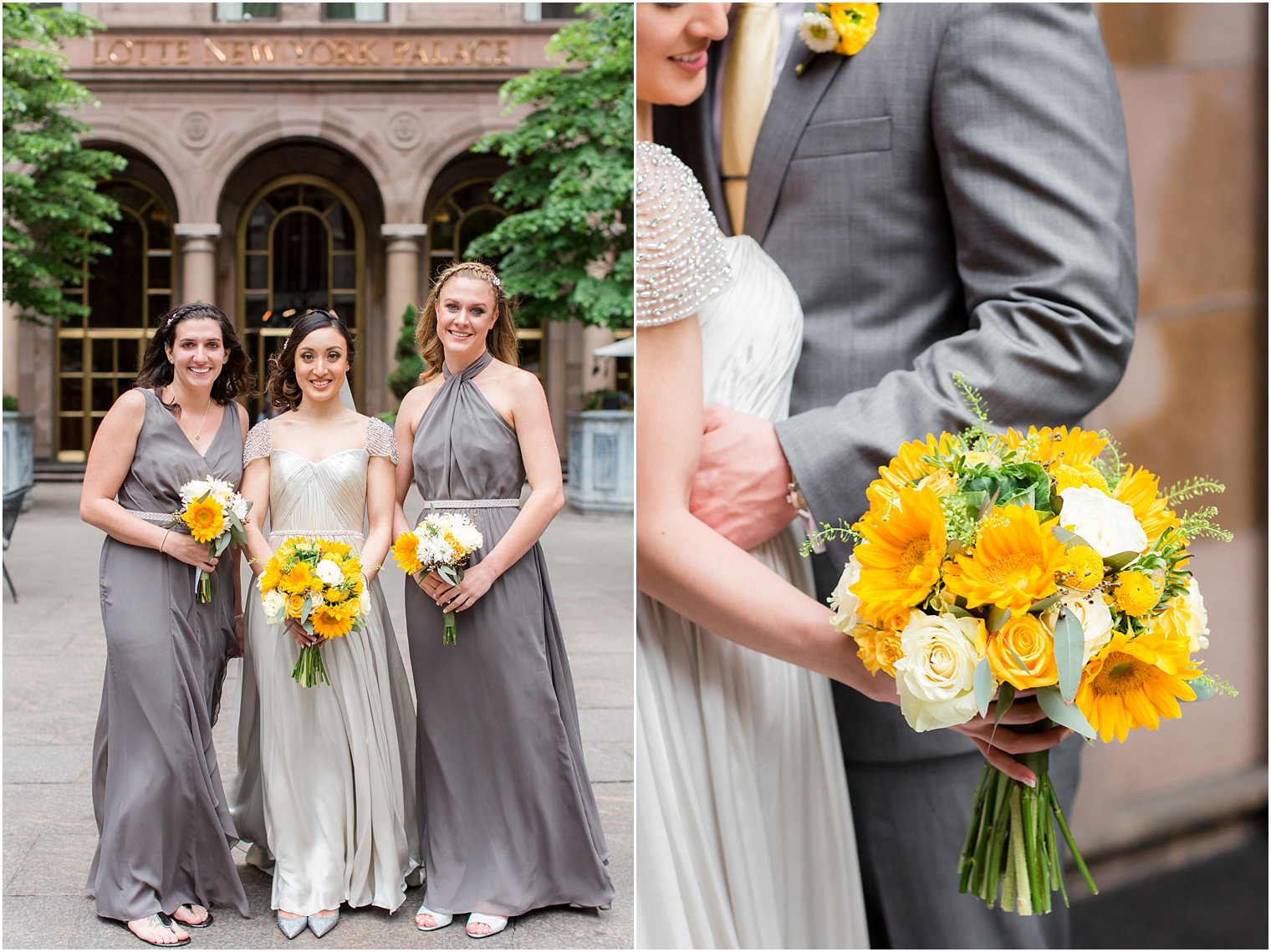 Gray and yellow wedding details