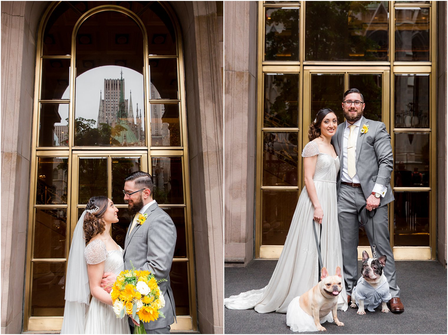 Bride and groom with their dog