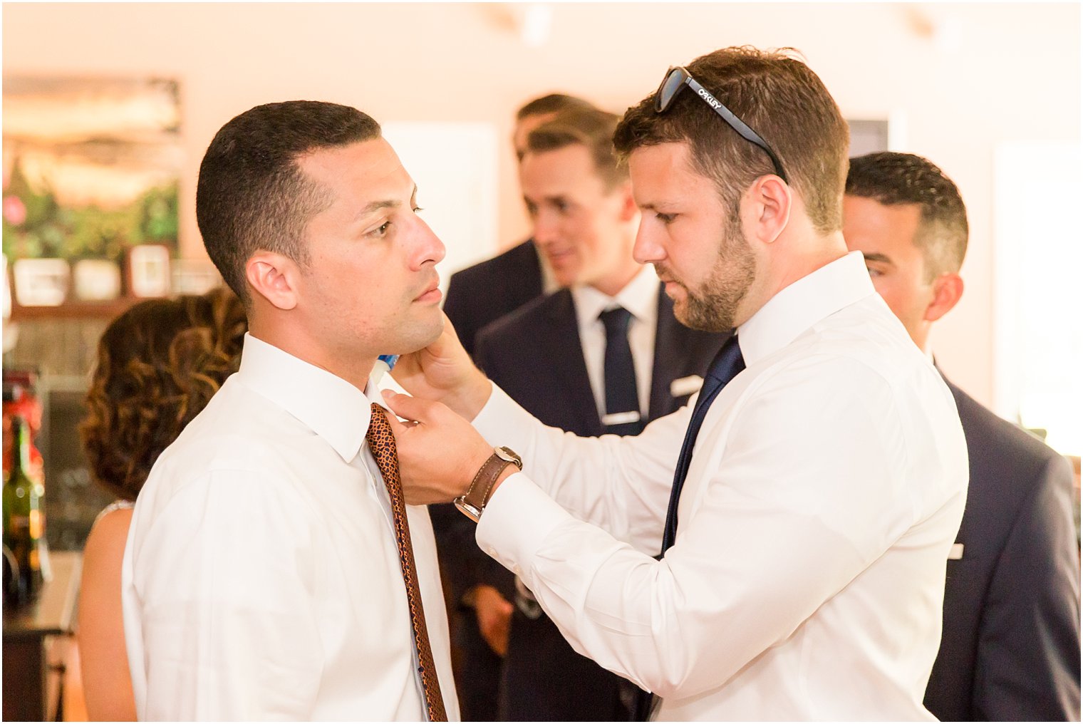 Groom getting ready with best man