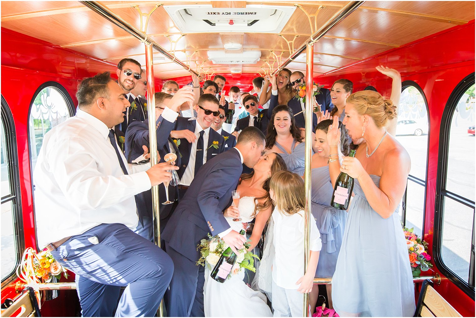 Long Branch Trolley bridal party photo