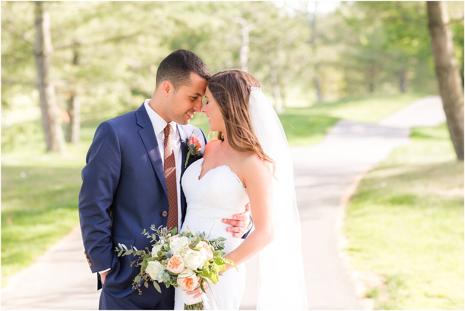 Romantic photo of bride and groom