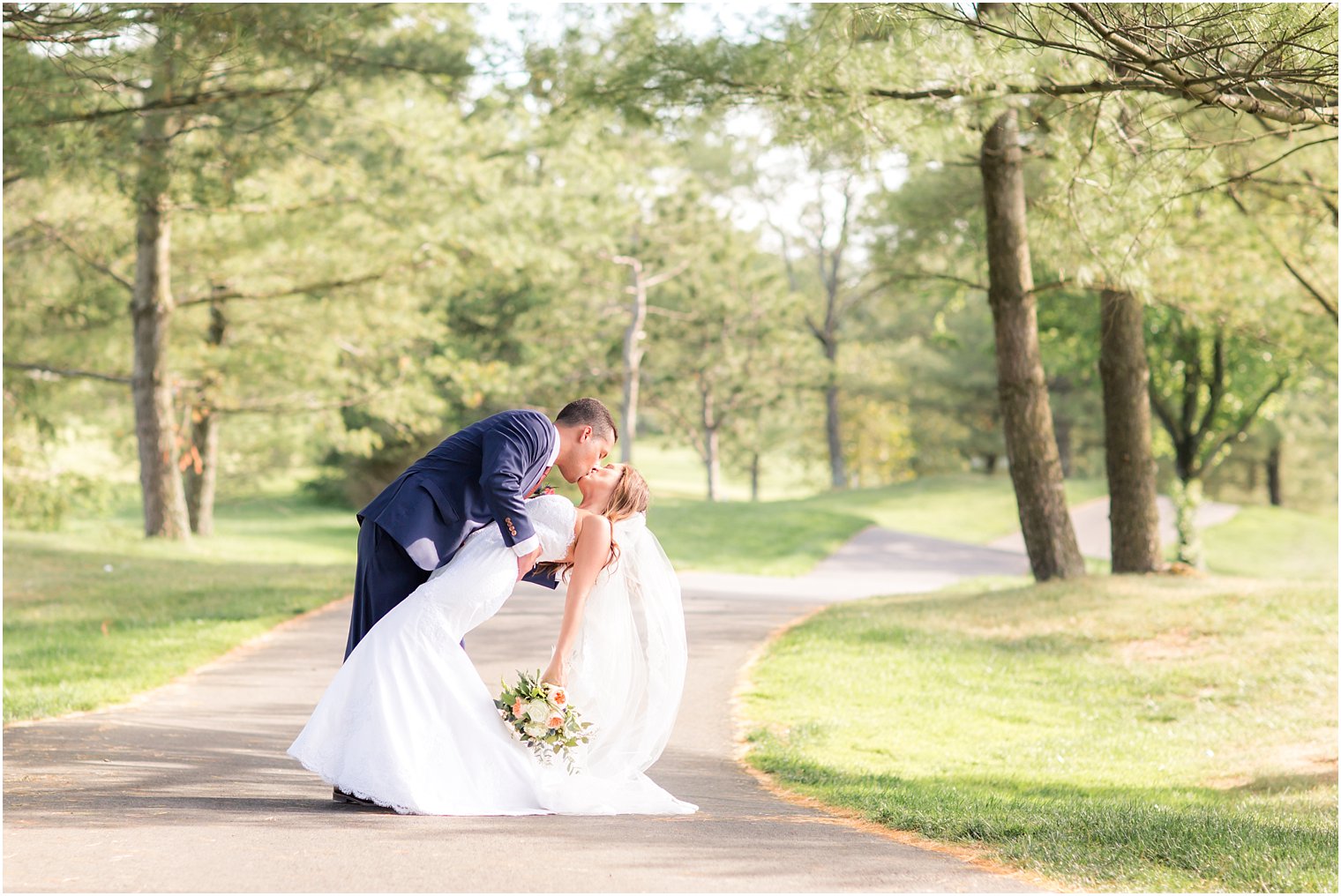 Bride and groom dip photo