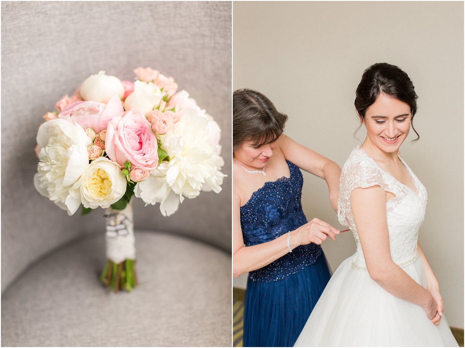 Pink and white wedding bouquet