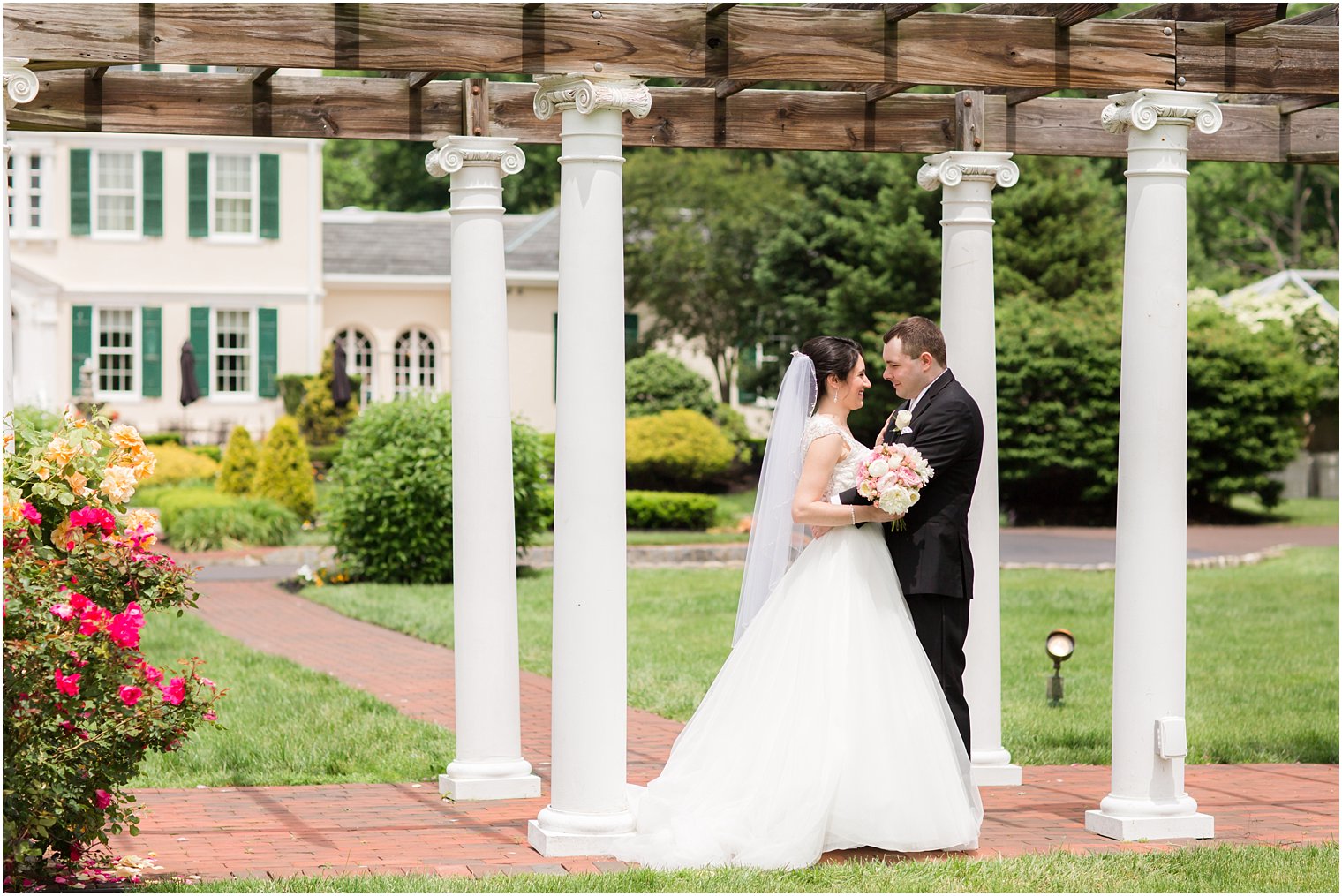 Romantic photo of bride and groom