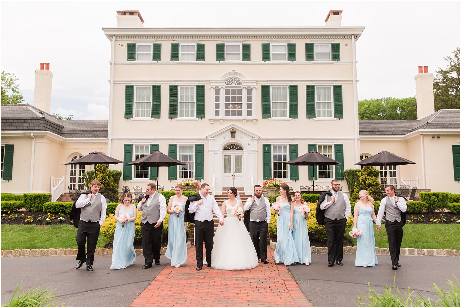 Bridal Party walking at Pen Ryn