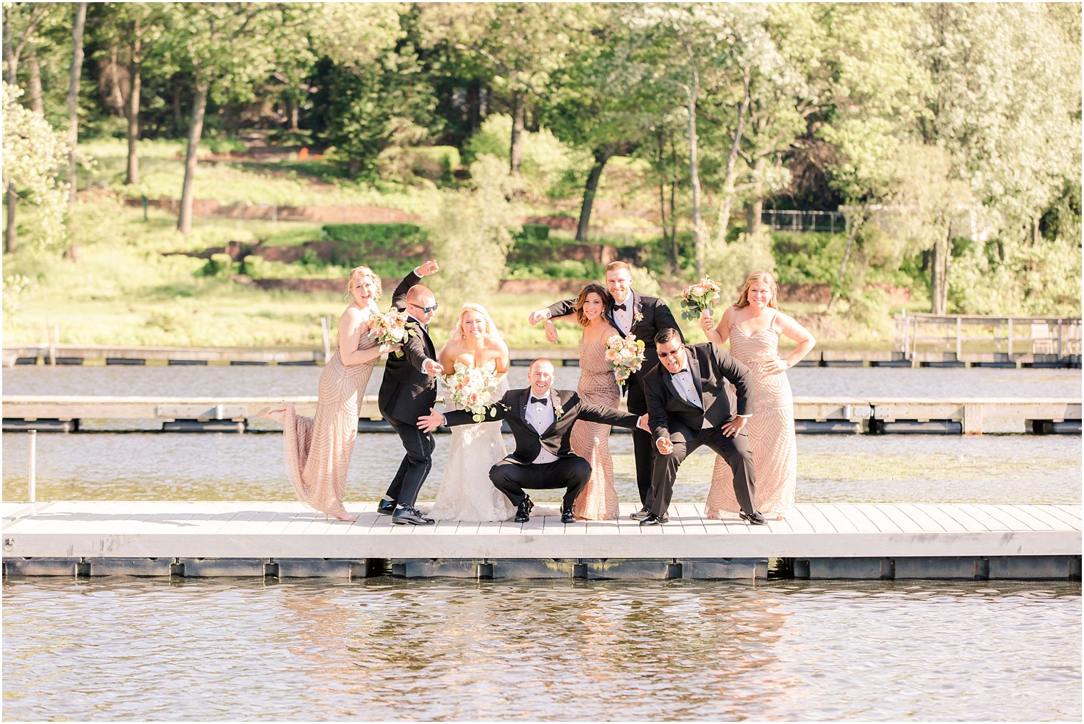 Bridal Party Photo on dock