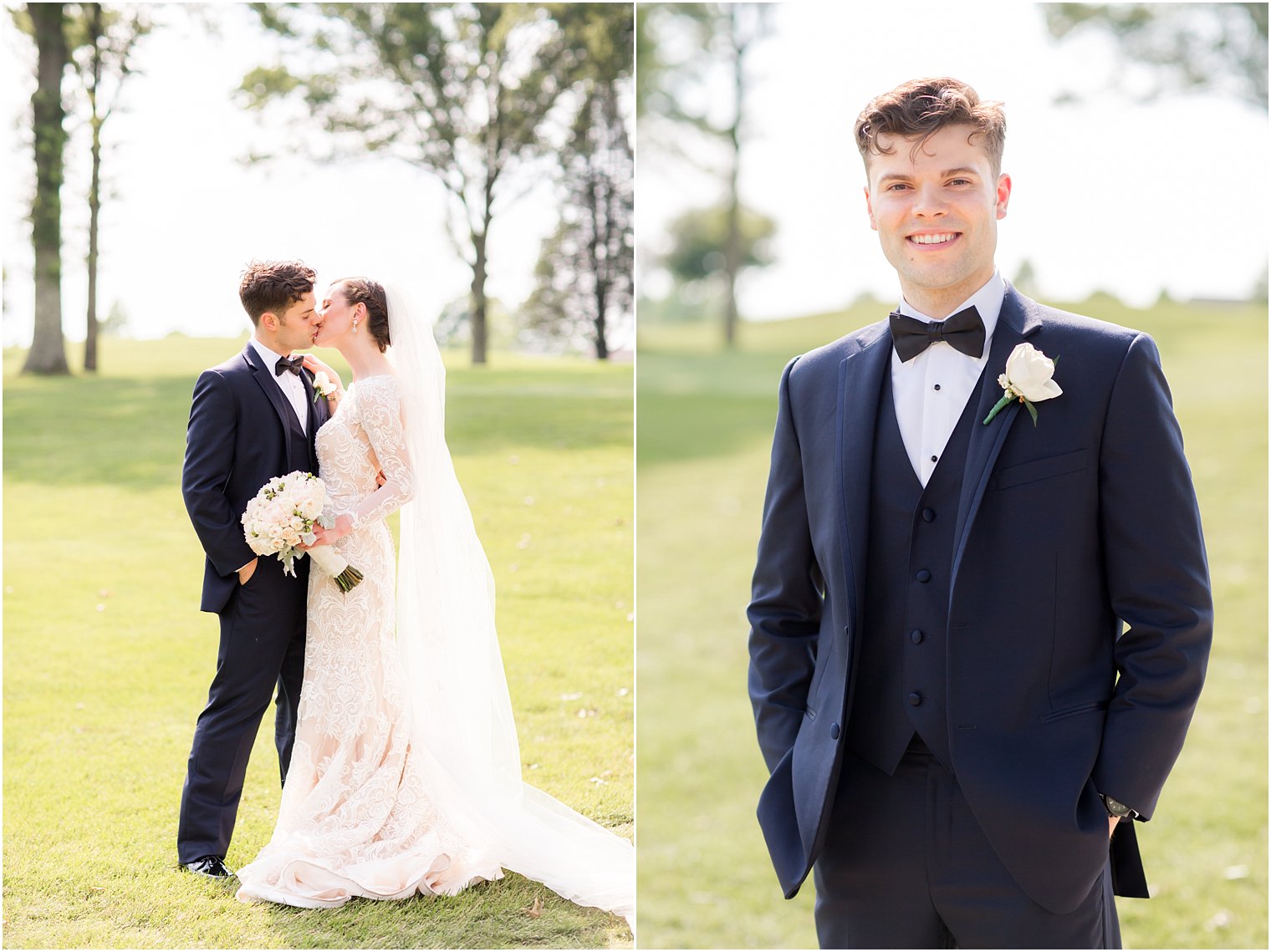 Groom in blue tuxedo