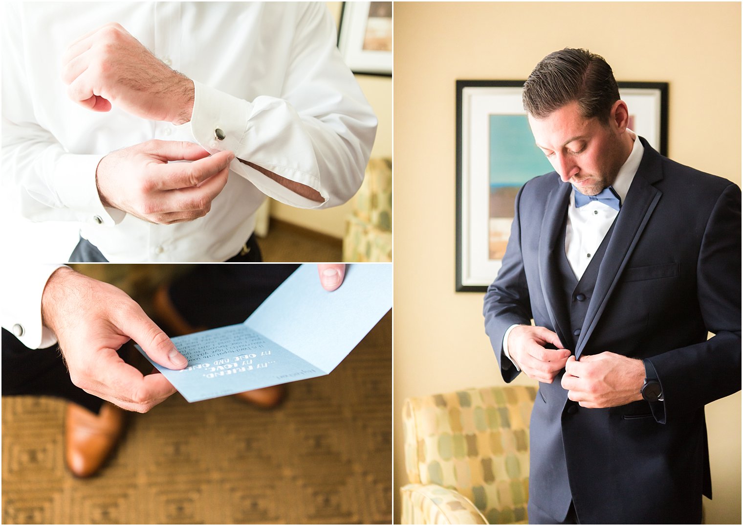 Groom getting ready at Freehold Radisson