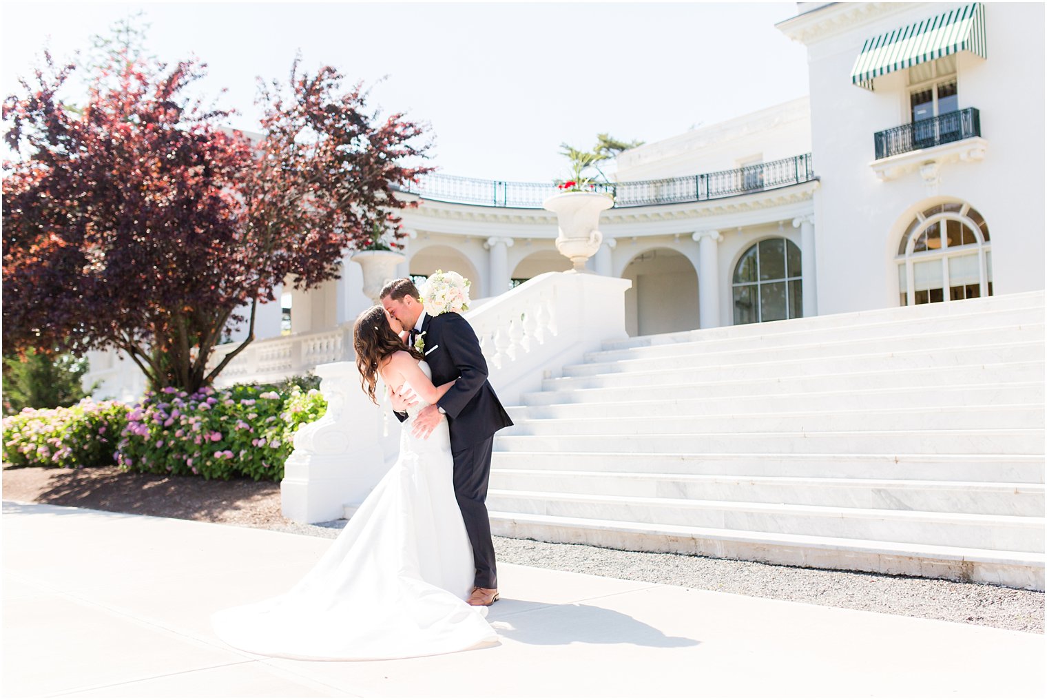 Bride and groom portrait at Monmouth University