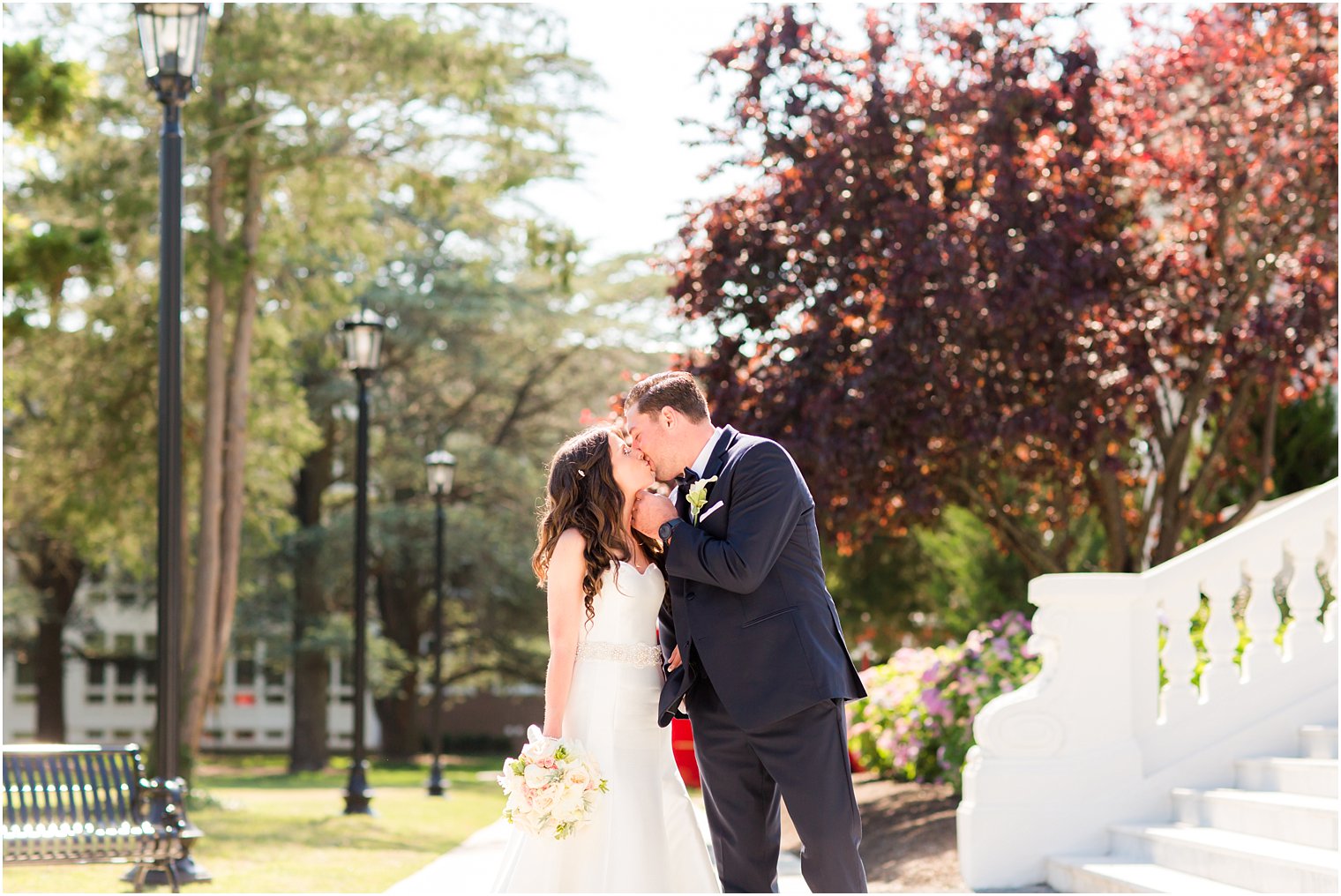 Groom kissing bride