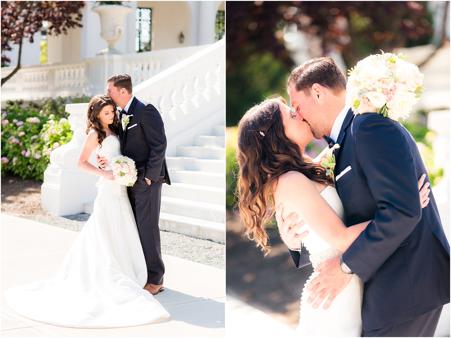 Romantic bride and groom photo at Monmouth University