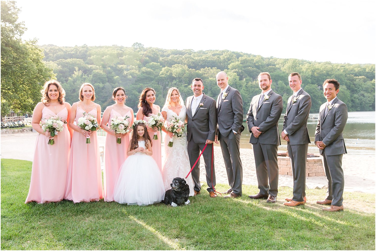 Bridal party with dog