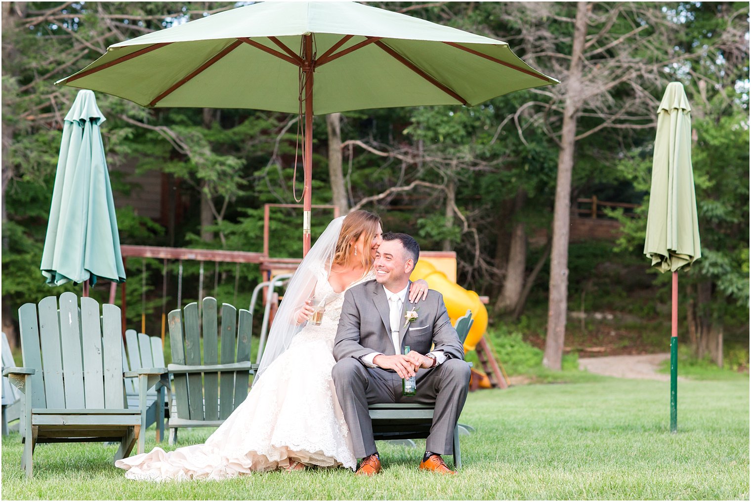 Relaxed photo of bride and groom