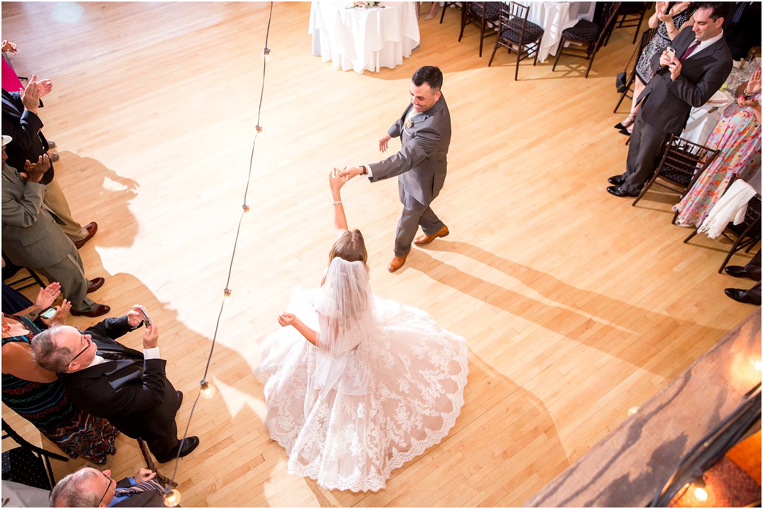 Dancing bride and groom