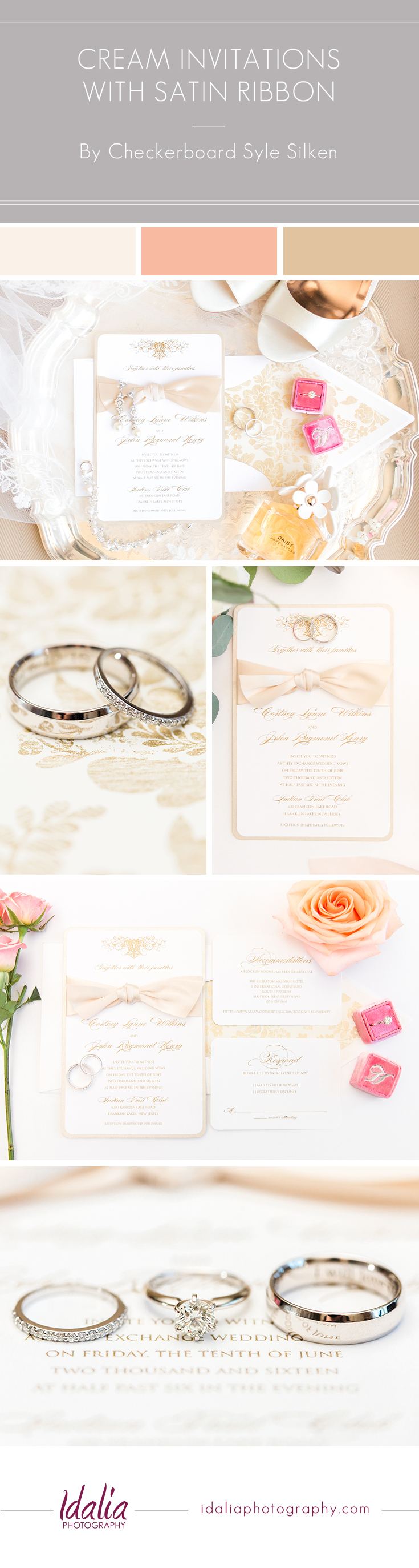 Cream Invitations with Silk Ribbon | Photos by Idalia Photography