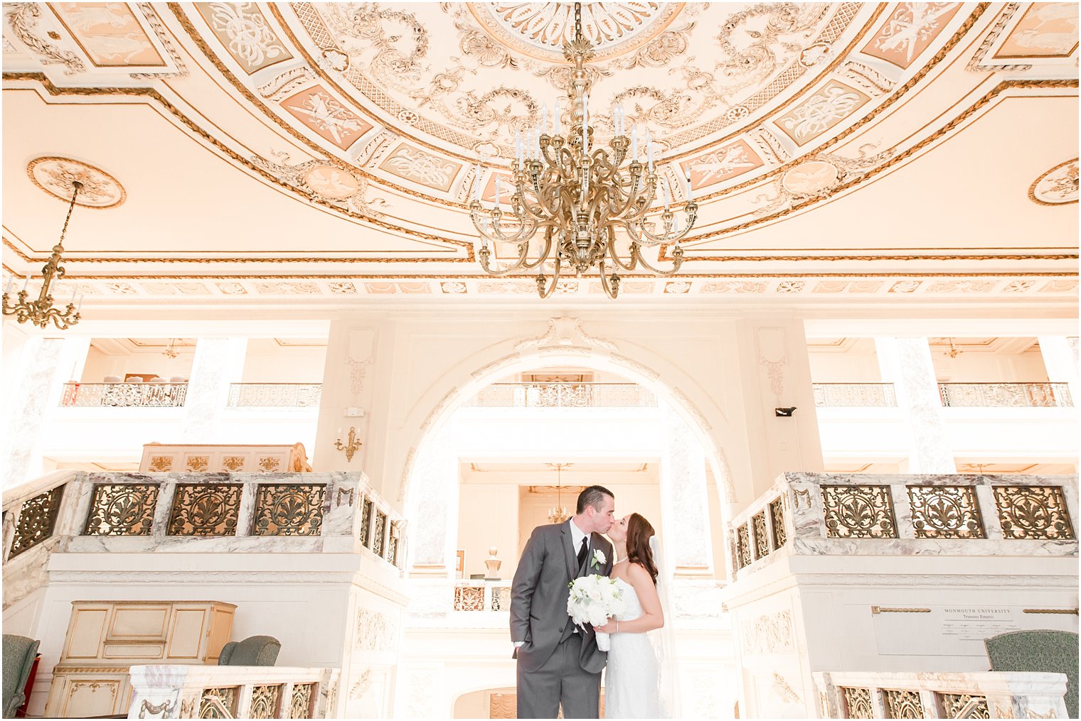 Romantic bride and groom photo at Monmouth University