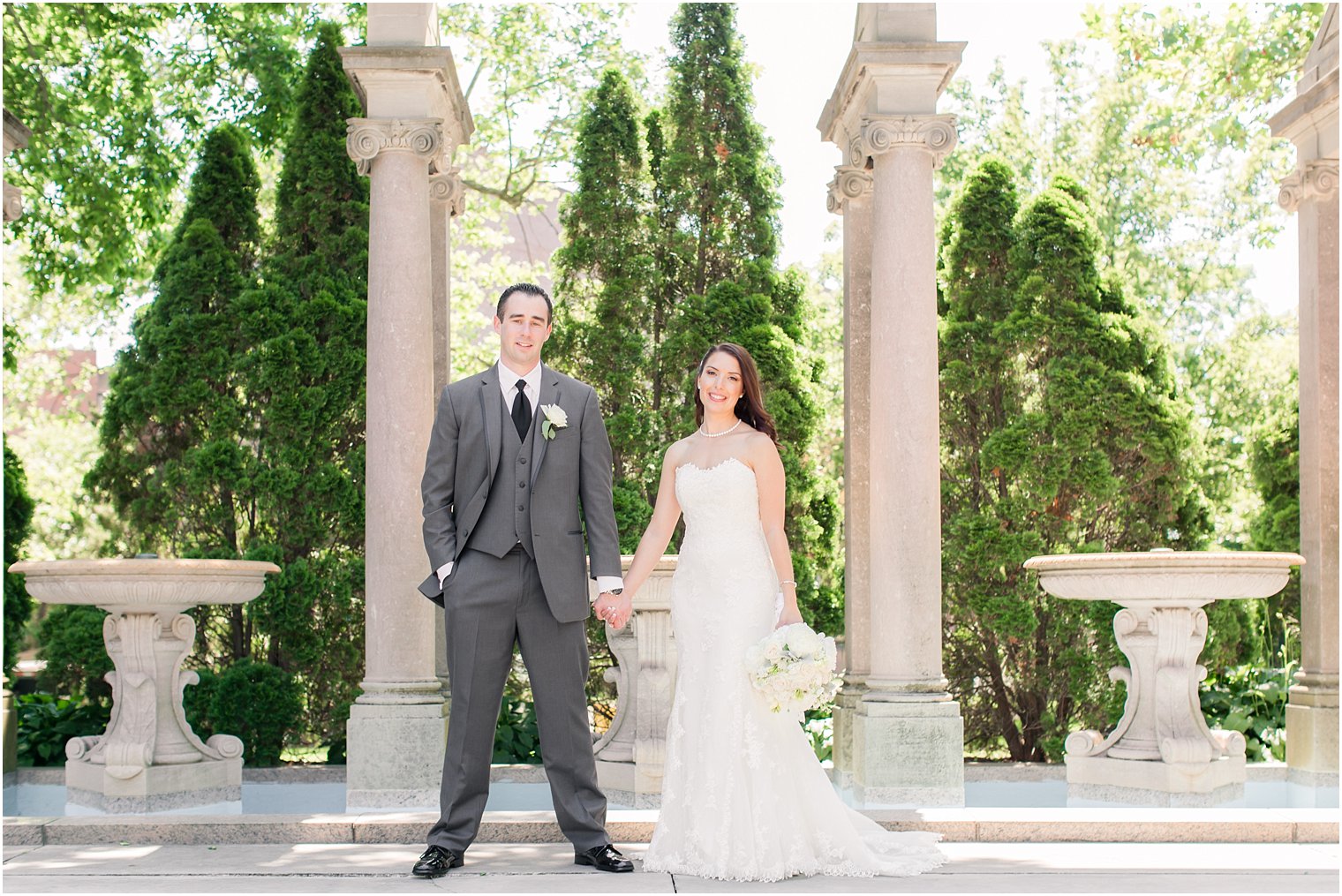 Bride and groom at Wilson Hall 