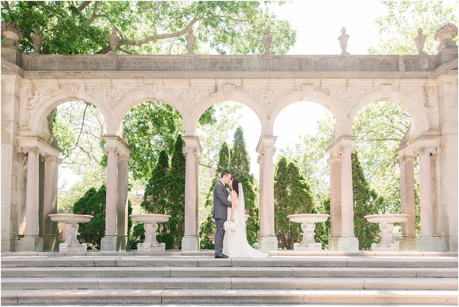 Romantic bride and groom portrait at Monmouth University