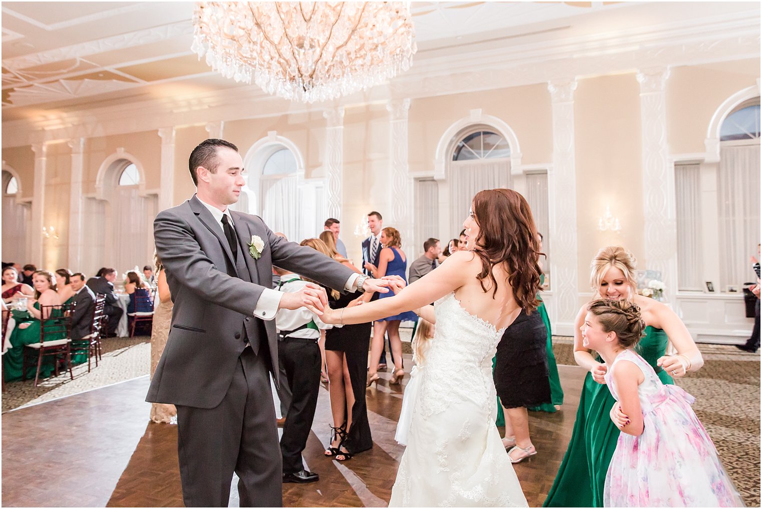 Bride and groom dancing at reception