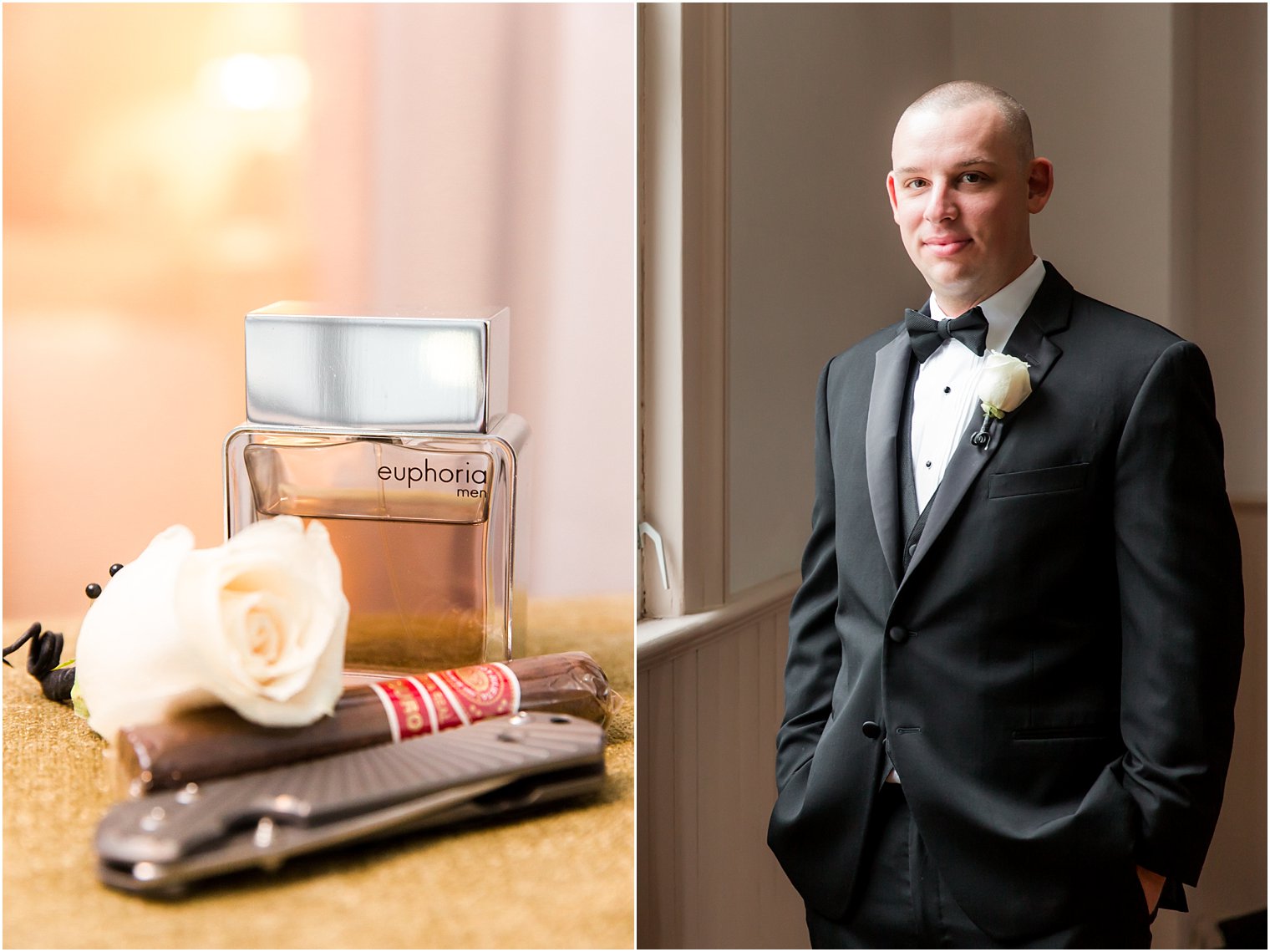 Groom in black tuxedo