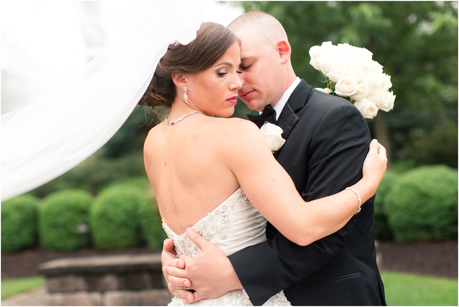 Romantic photo of bride and groom