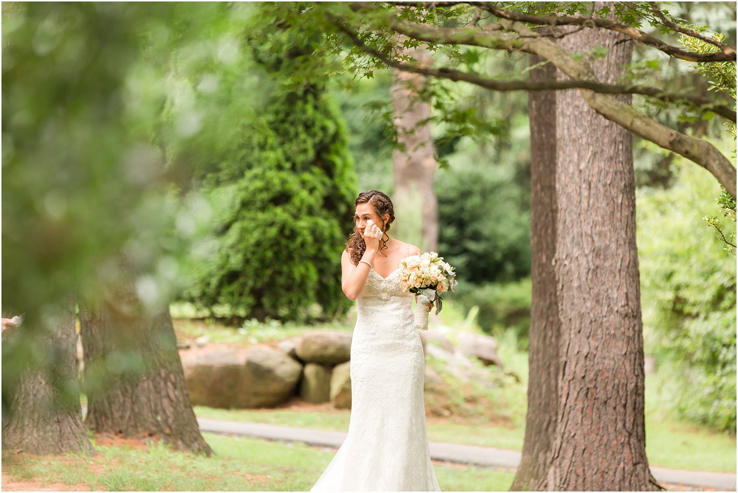 Emotional bride at first look