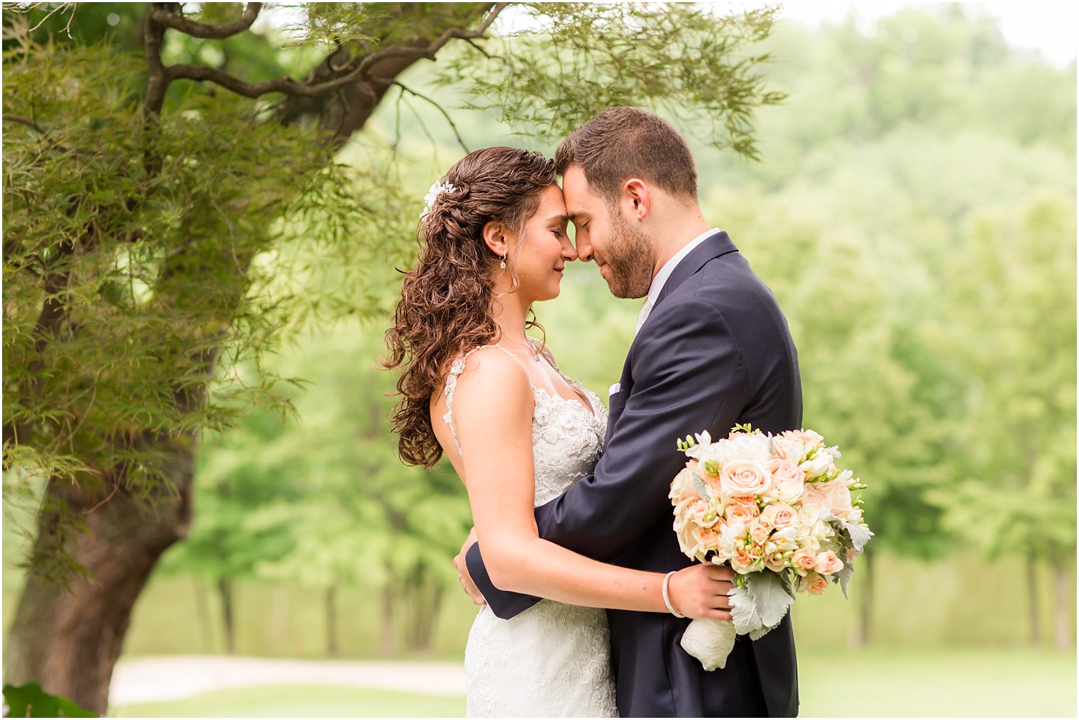 Romantic bride and groom portrait