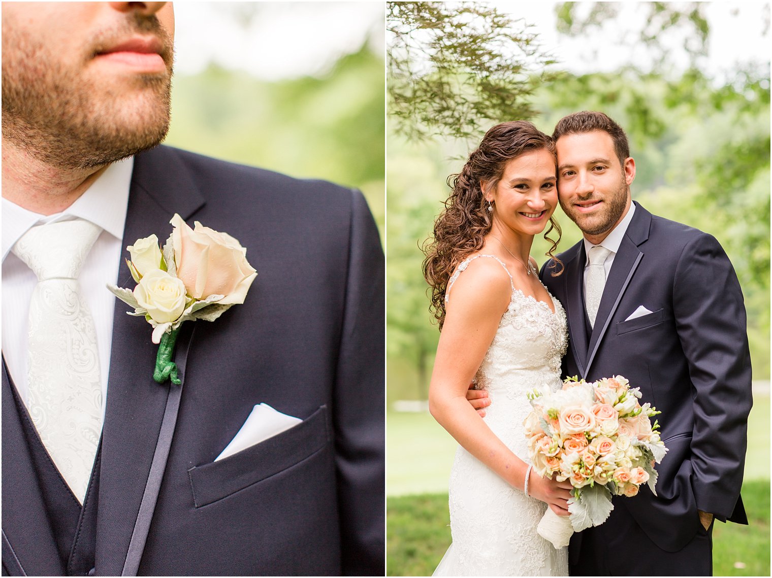 Blush and ivory bouquet and boutonniere