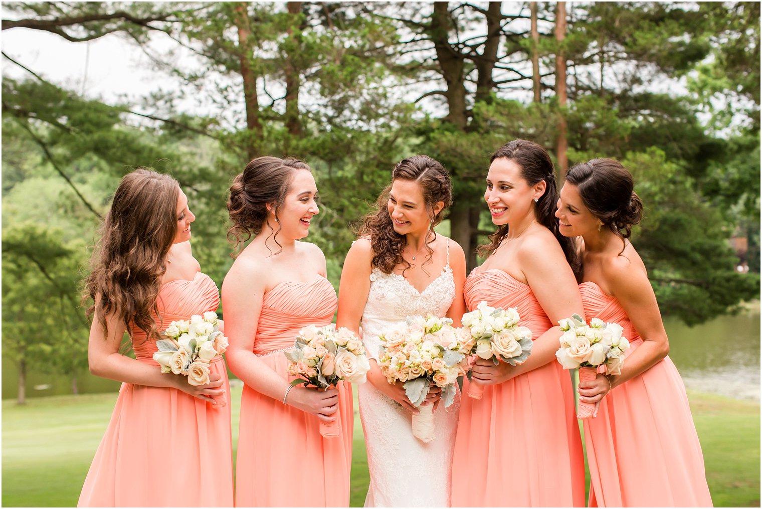 Bridesmaids in Donna Morgan dresses