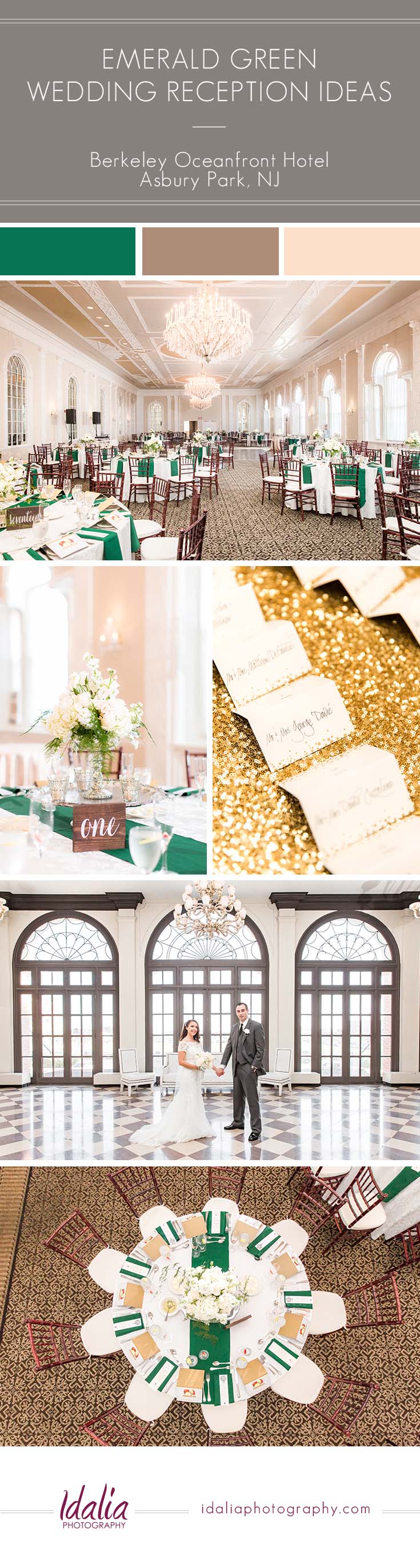 Berkeley Oceanfront Hotel Wedding Emerald Reception Ideas | Photo by Idalia Photography
