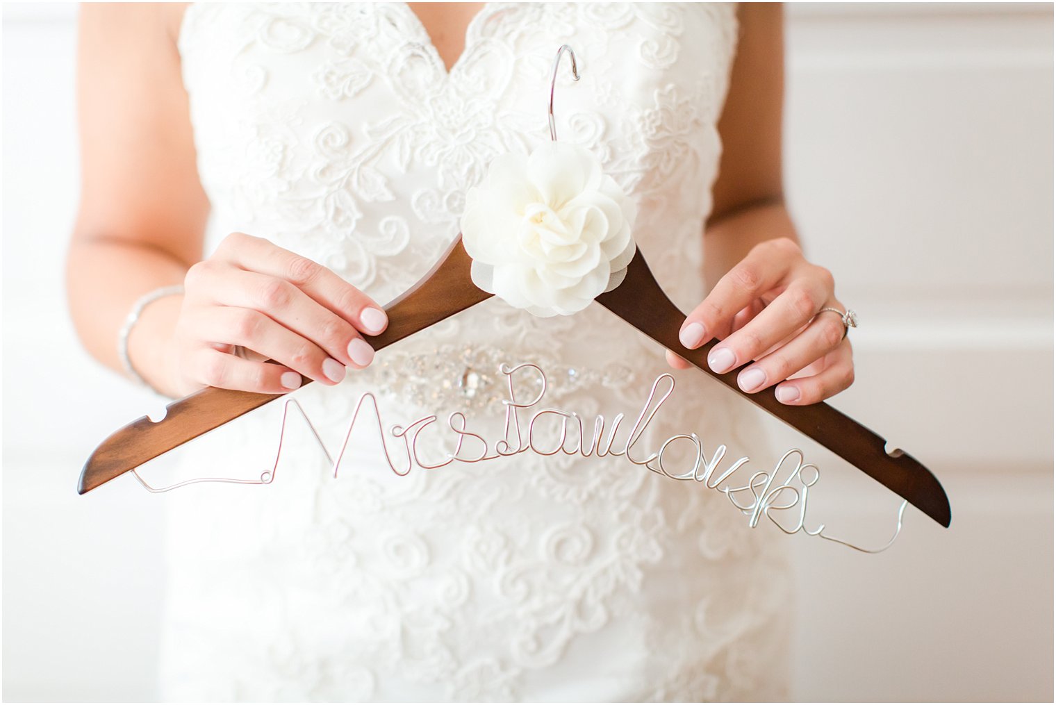 Custom hanger for wedding dress