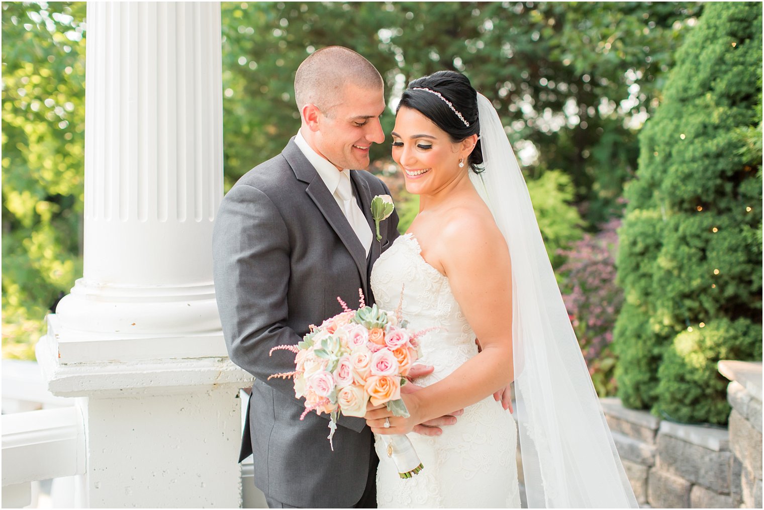 Sweet moment between bride and groom