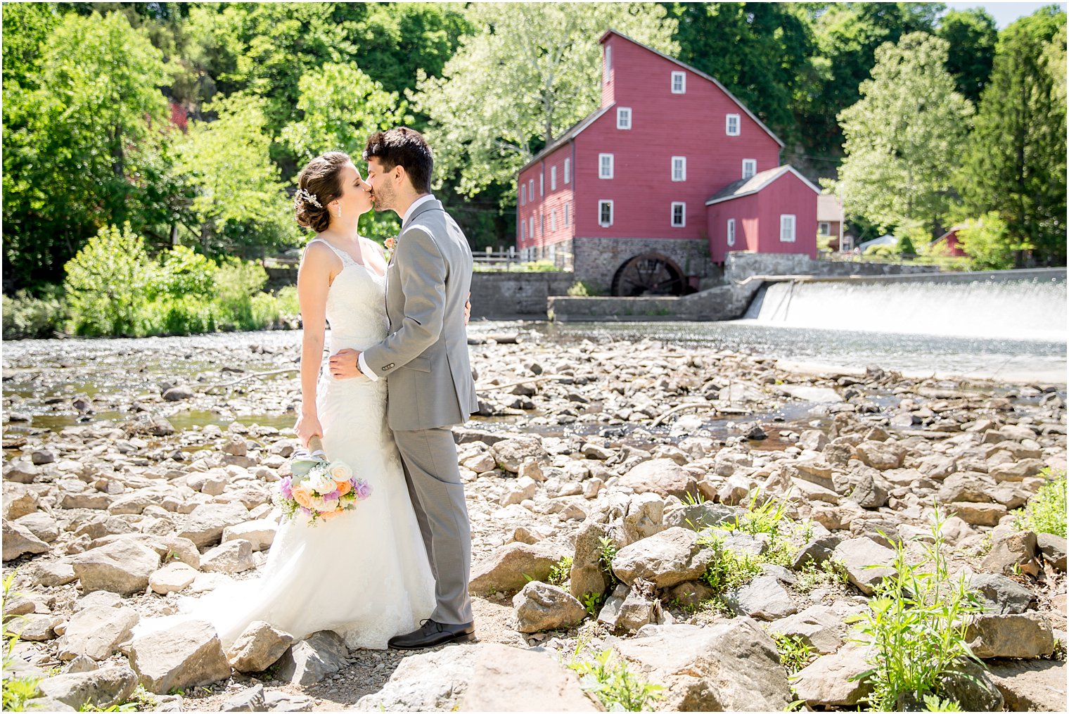 Romantic bride and groom portrait in Clinton NJ